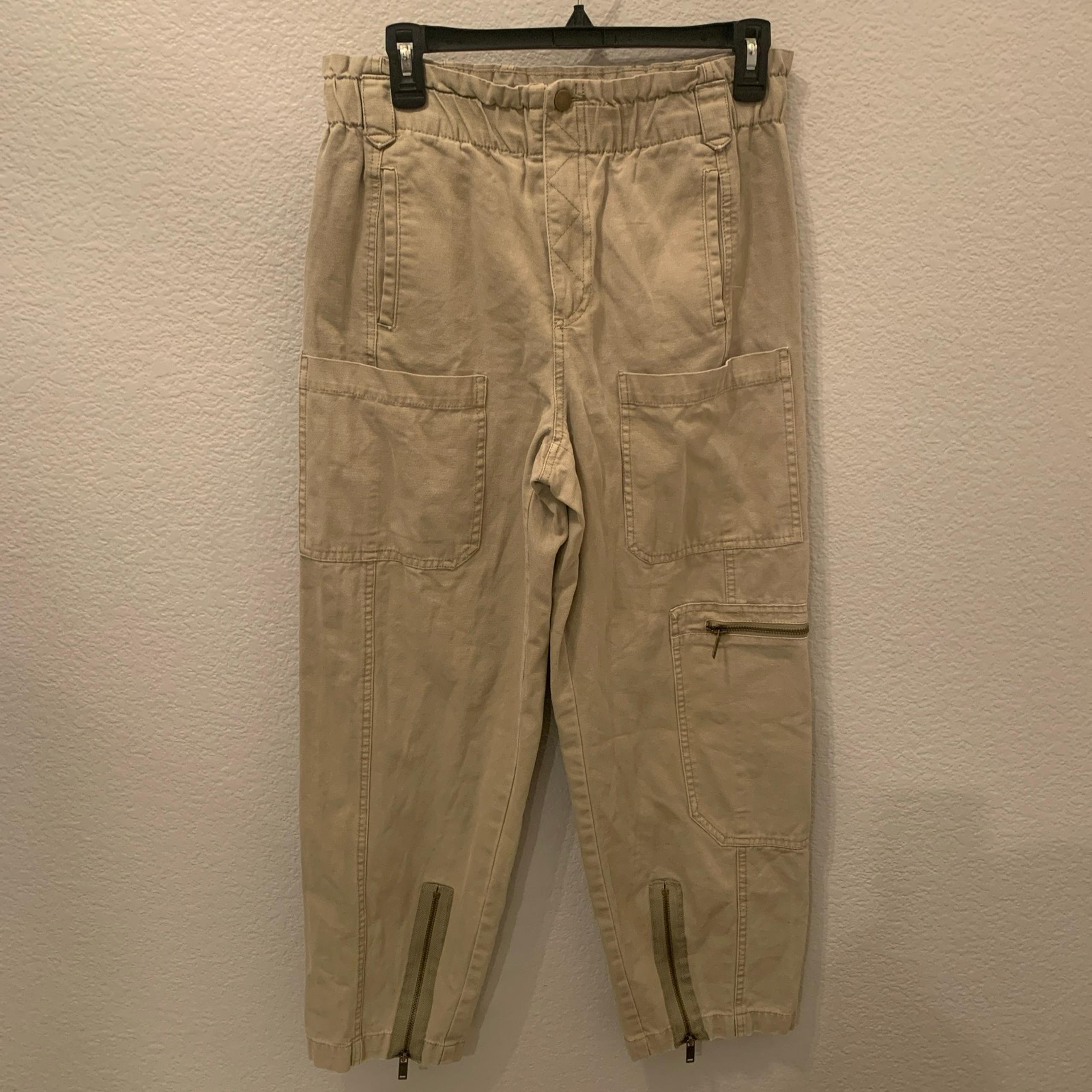 Forever 21 Khaki Tan Utility Cargo Paper Bag High Waist Pants Medium 30 Waist