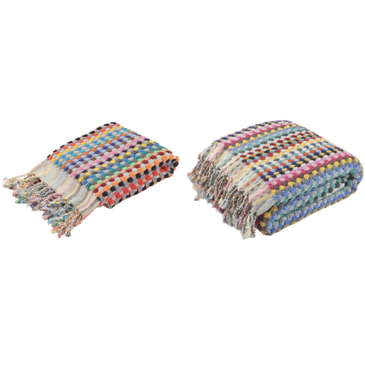 Set of Pom Pom Bath & Hand Towels - Turkish Cotton Terry Towel Boho Gypsy Hippie