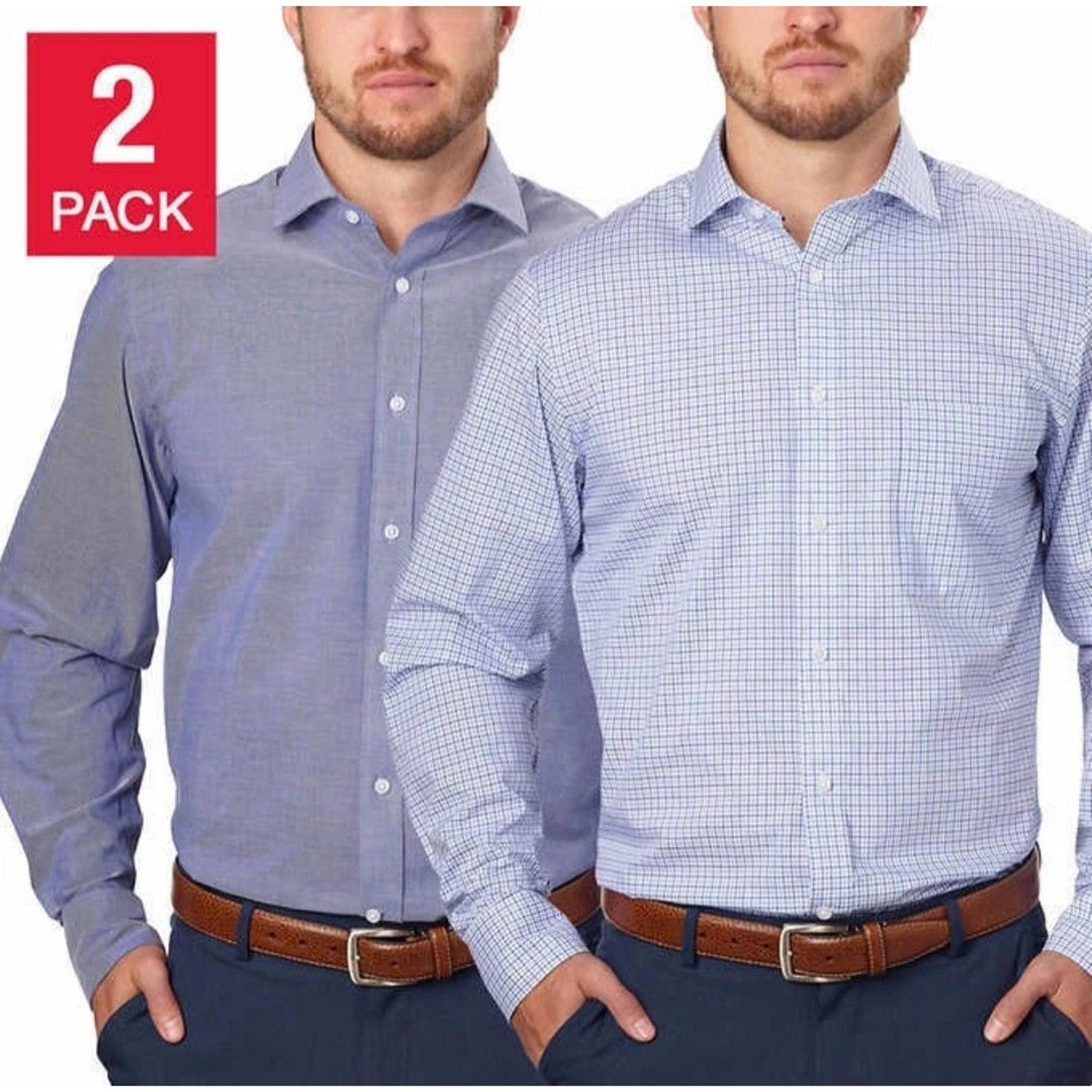 Tommy Hilfiger Genuine Stretch Fabric Long Sleeve Button Down 2 Pack Men's Med