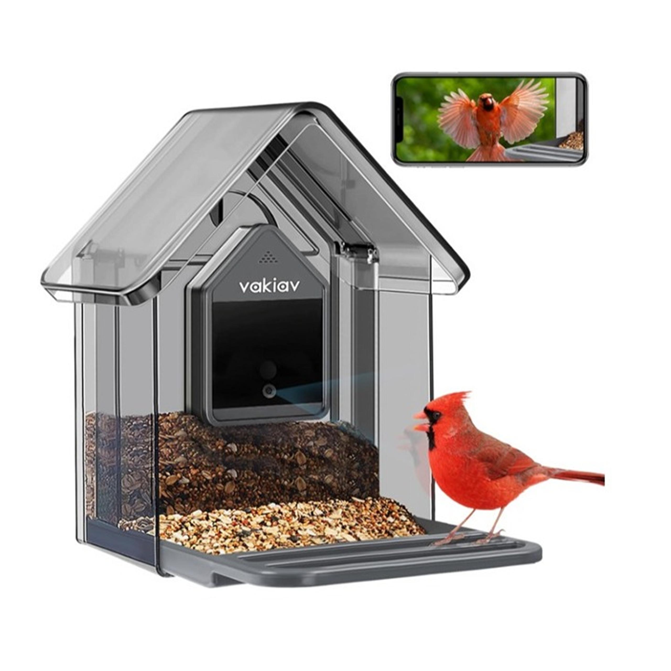 Smart Wild Bird Feeder w/Camera Wireless Outdoor, AI Identify, Auto Capture Bird