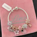 Linx Snake Chain Bracelet with Rose Gold Pink and Silver Themed Charms