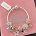 Linx Snake Chain Bracelet with Rose Gold Pink and Silver Themed Charms