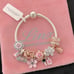 Linx Snake Chain Bracelet with Rose Gold Pink and Silver Themed Charms