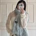 Gray mohair fringe muffler