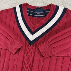Vintage Rugger GANT Sweater Mens Large HandFramed Cable Knit Cricket 90s V Neck