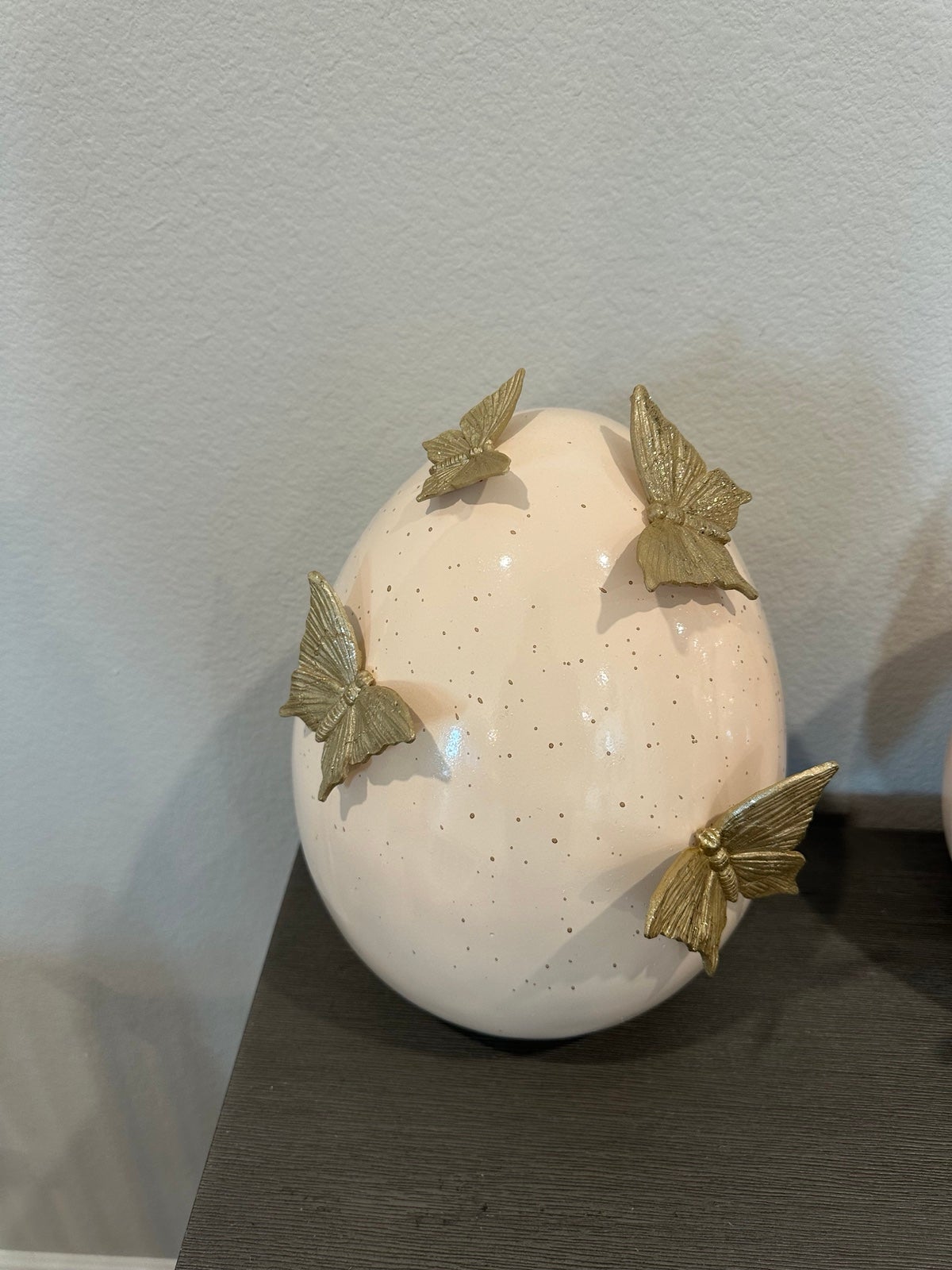 Easter 2024 Laura Ashley Blush Pink Easter Egg with 3D Gold Butterflies all Over