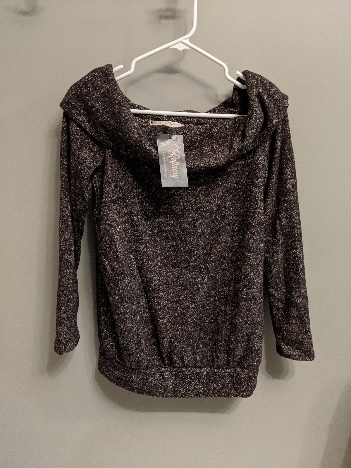 NWT black/gray cowl neck boutique sweater - size small