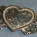 Vintage Crumrine Trophy Triple Heart Belt Buckle Heavy Silver Plate on Bronze