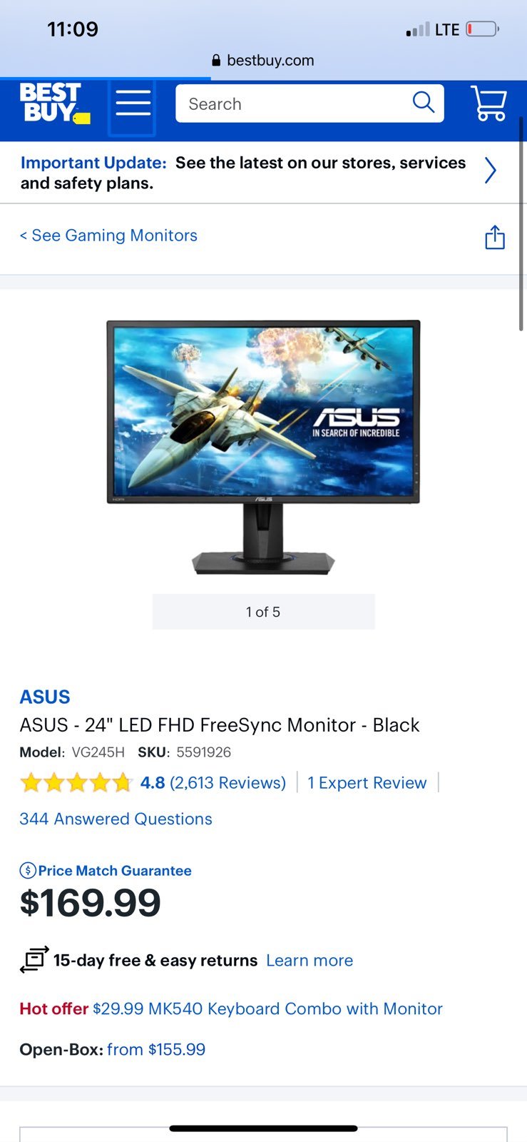 ASUS VG245H Gaming Monitor