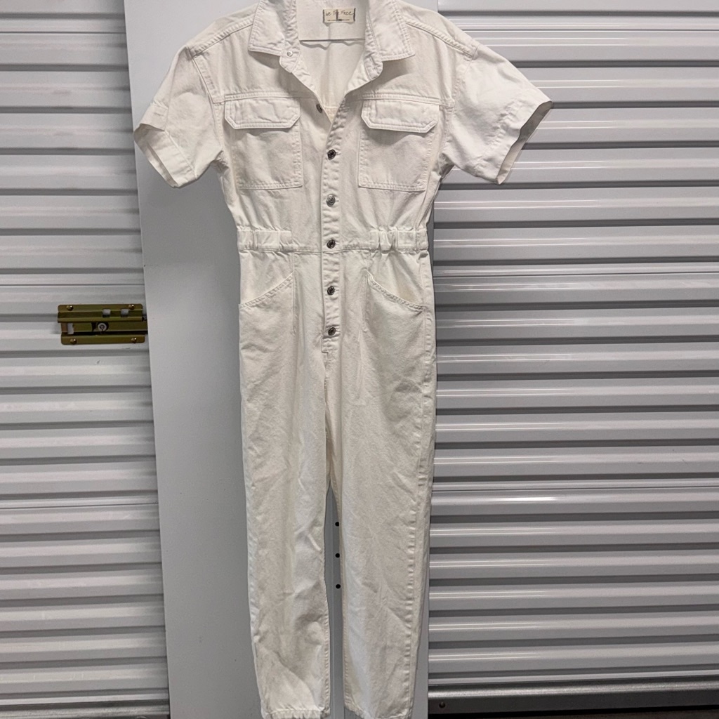 We The Free White Denim Jumpsuit Women's Size Large