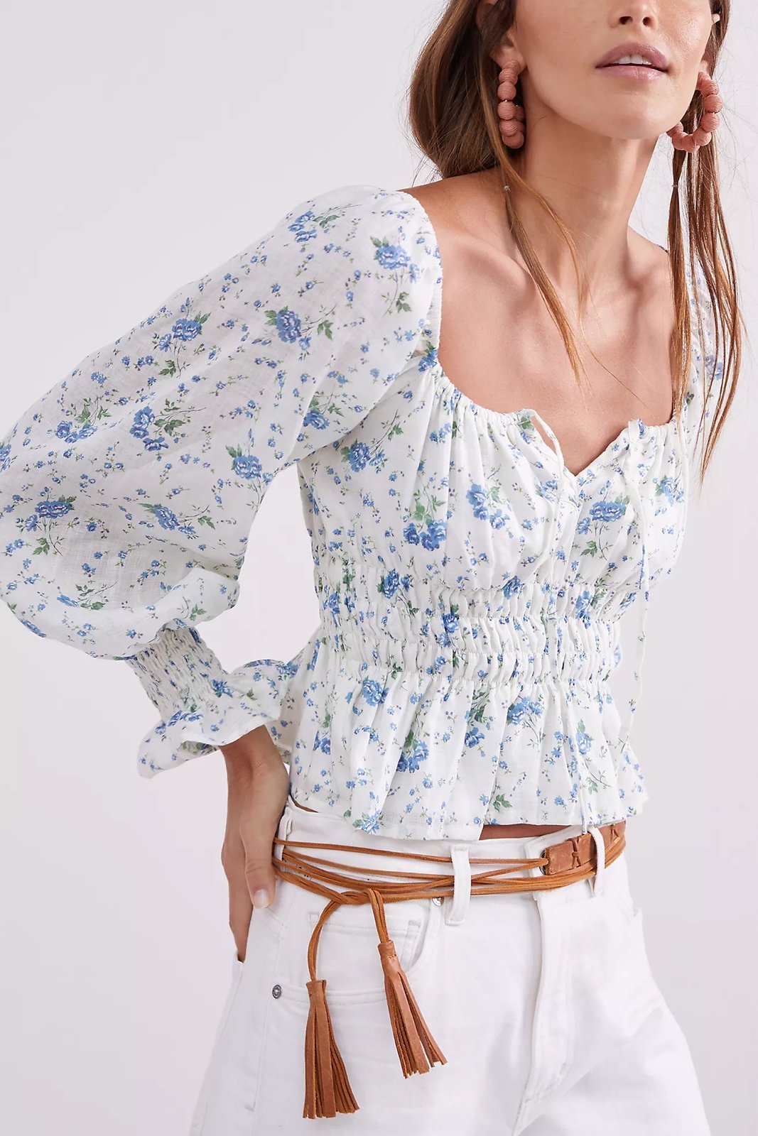 FAITHFULL THE BRAND Gillian Linen Top, Astoria Floral Print, US 10/XL