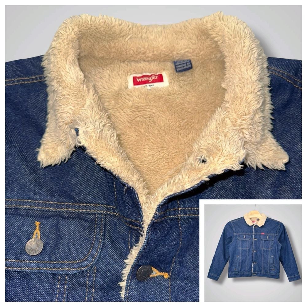 Wrangler Sherpa Lined Denim Jacket Classic Western Trucker Jean Jacket LG