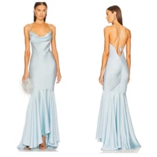 NWT Michael Costello x REVOLVE Brianne Maxi Dress in Light Blue Size Small 298