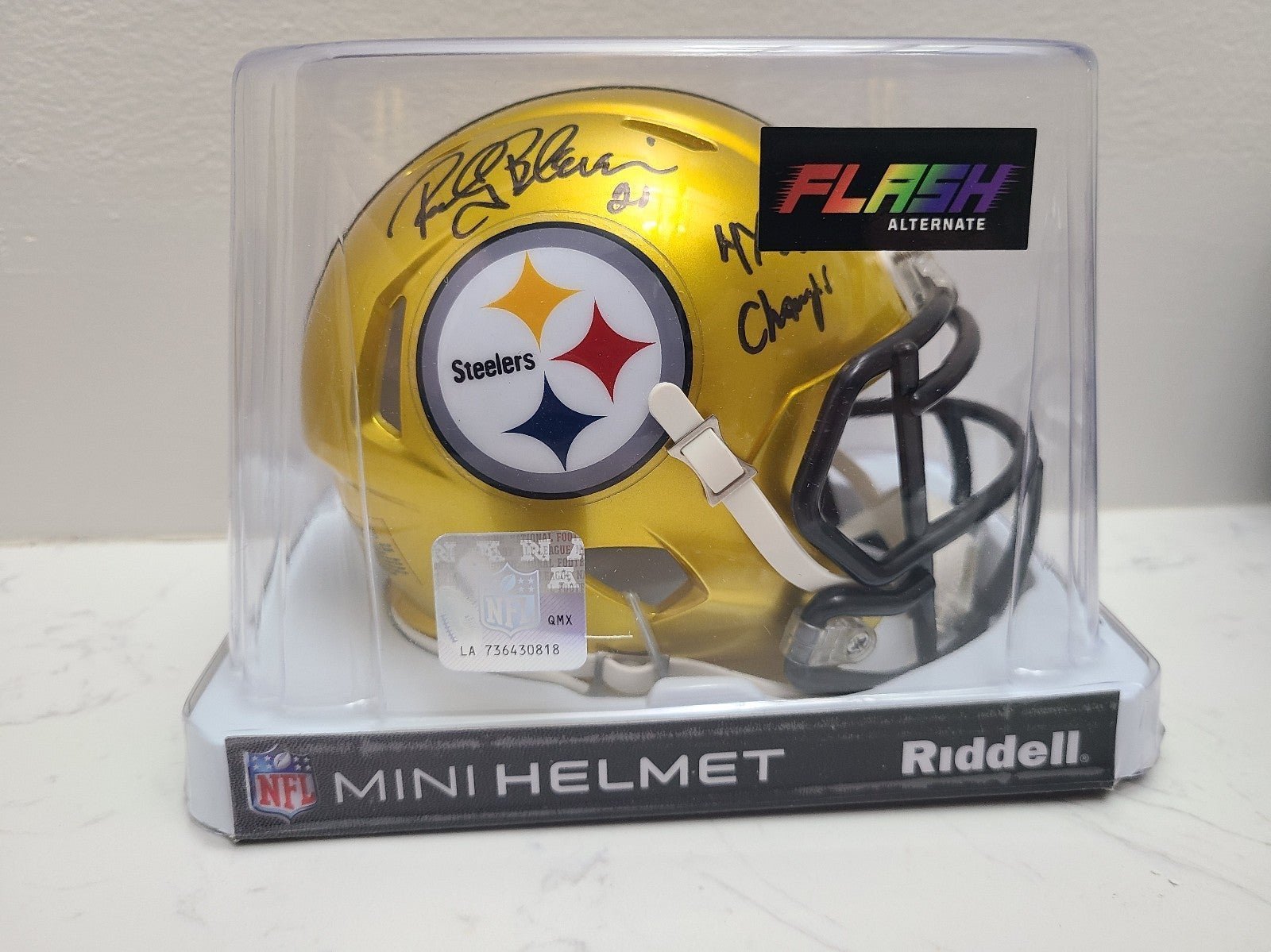 Pittsburgh Steelers Rocky Bleier Signed Flash Alternate Mini Helmet