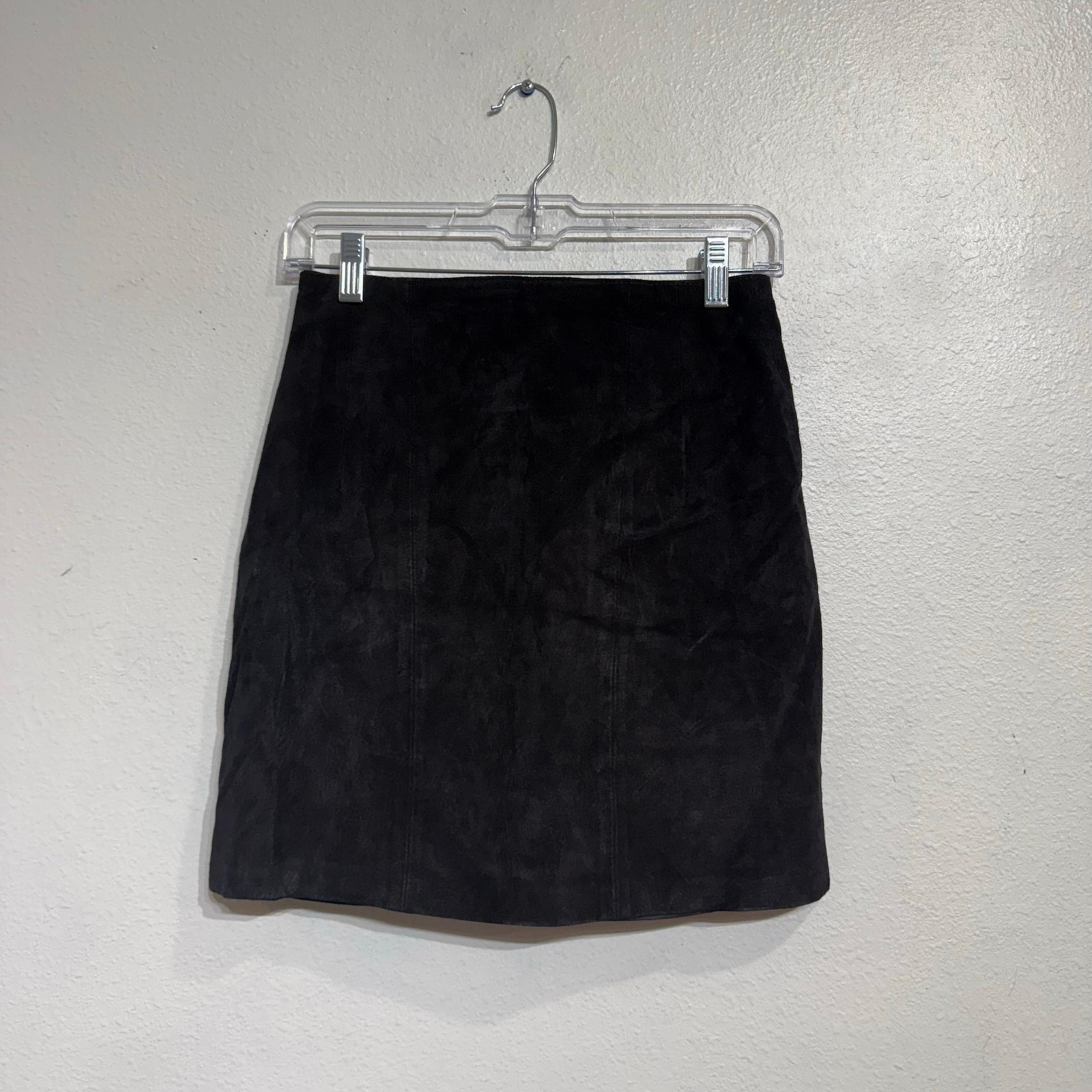 Winlit Black Suede Leather Vintage Mini Skirt Sz S