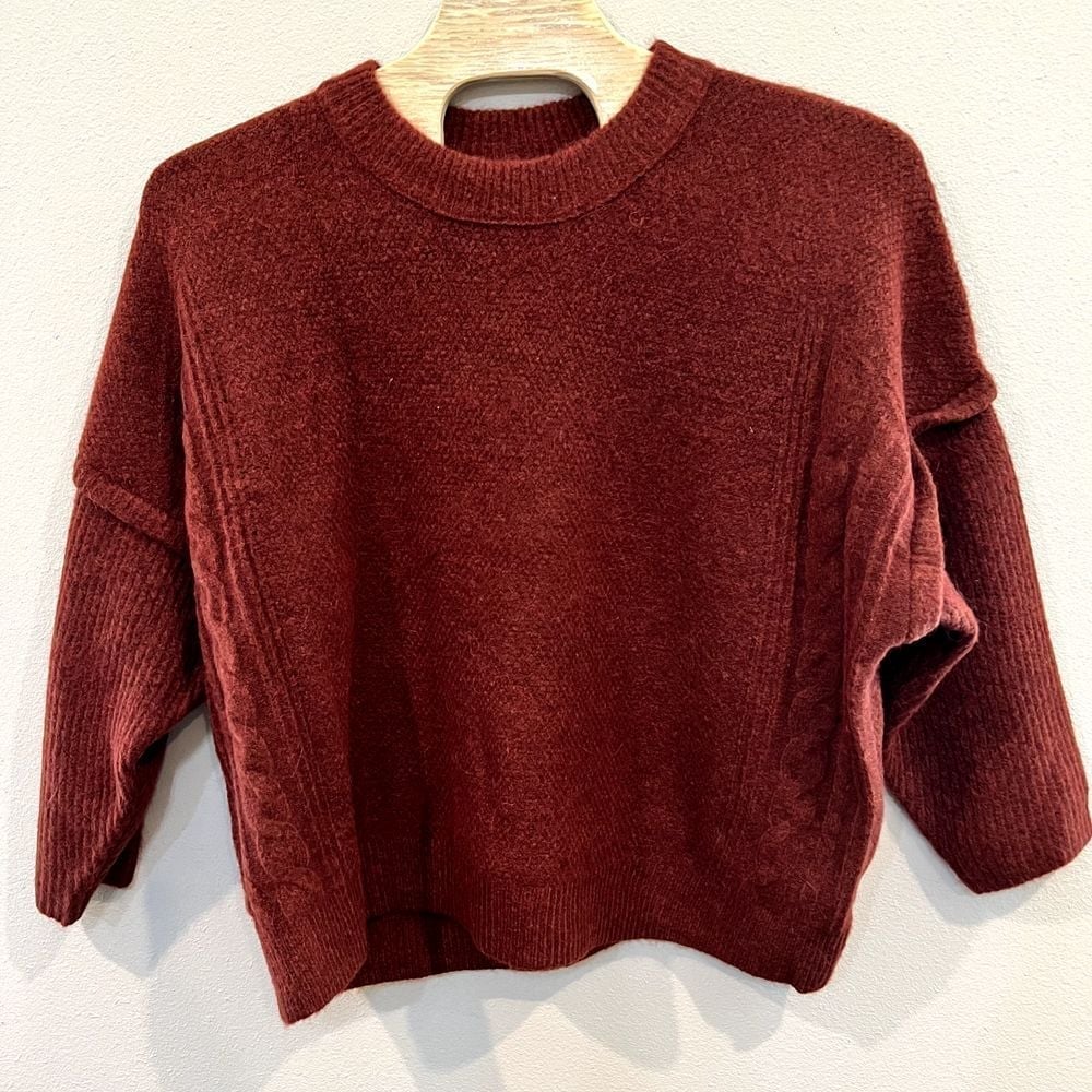 Madewell Womens Sweater Size 4X Textured Pullover Ribbed Trim Plus