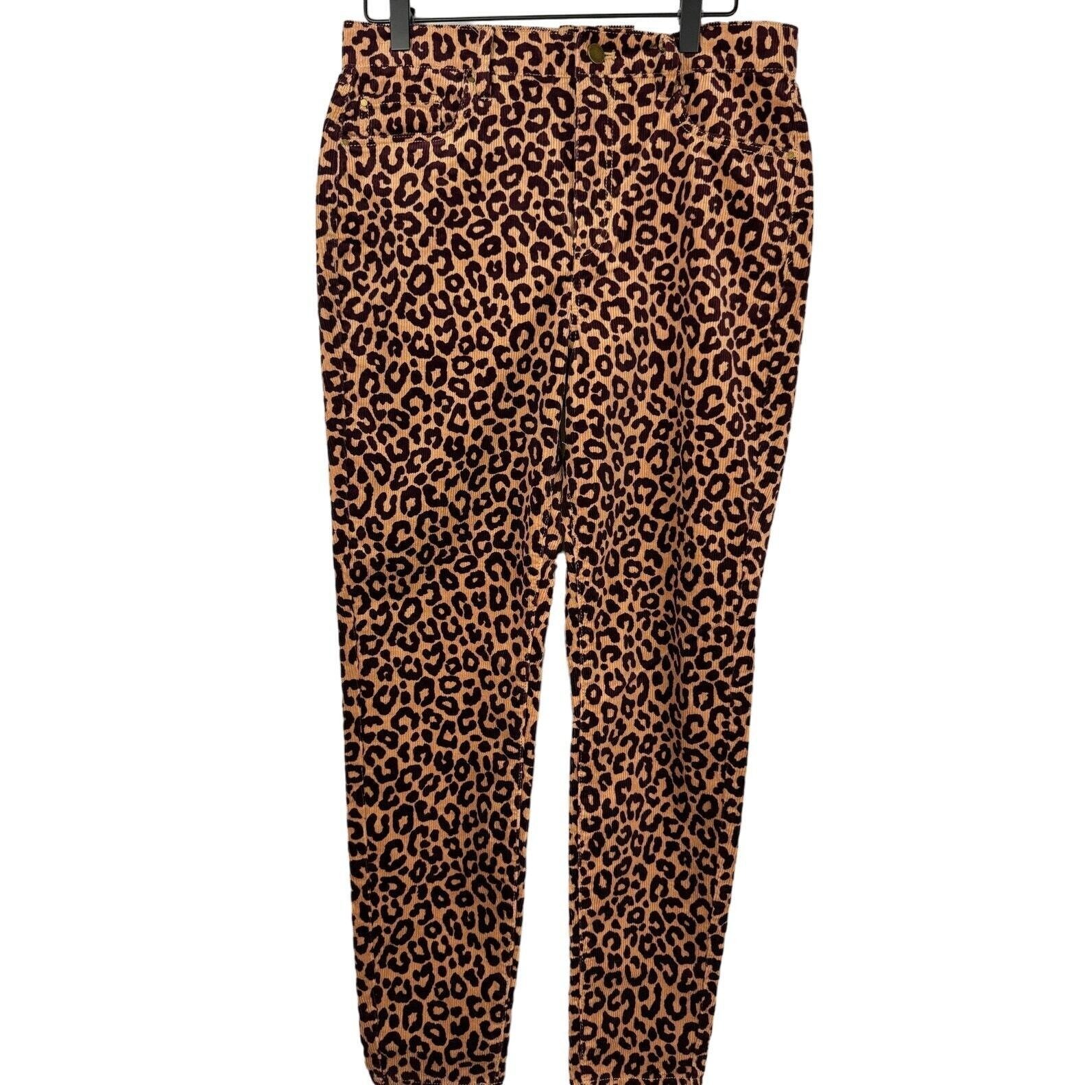 Ann Taylor The Skinny Highest Rise Leopard Corduroy Pant Brown Sz 14P New 109