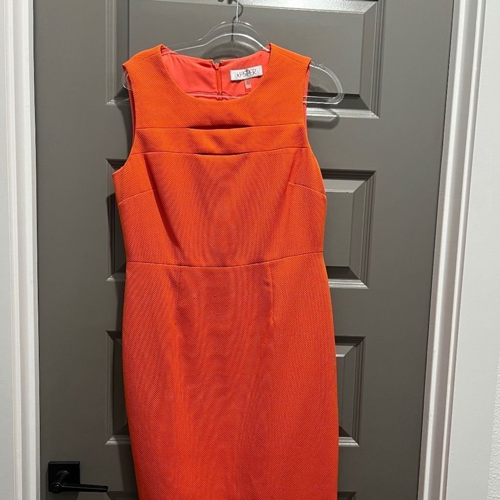 Kasper Size 10 A-Line - Asymmetrical Dress Orange Like New No signs of wear