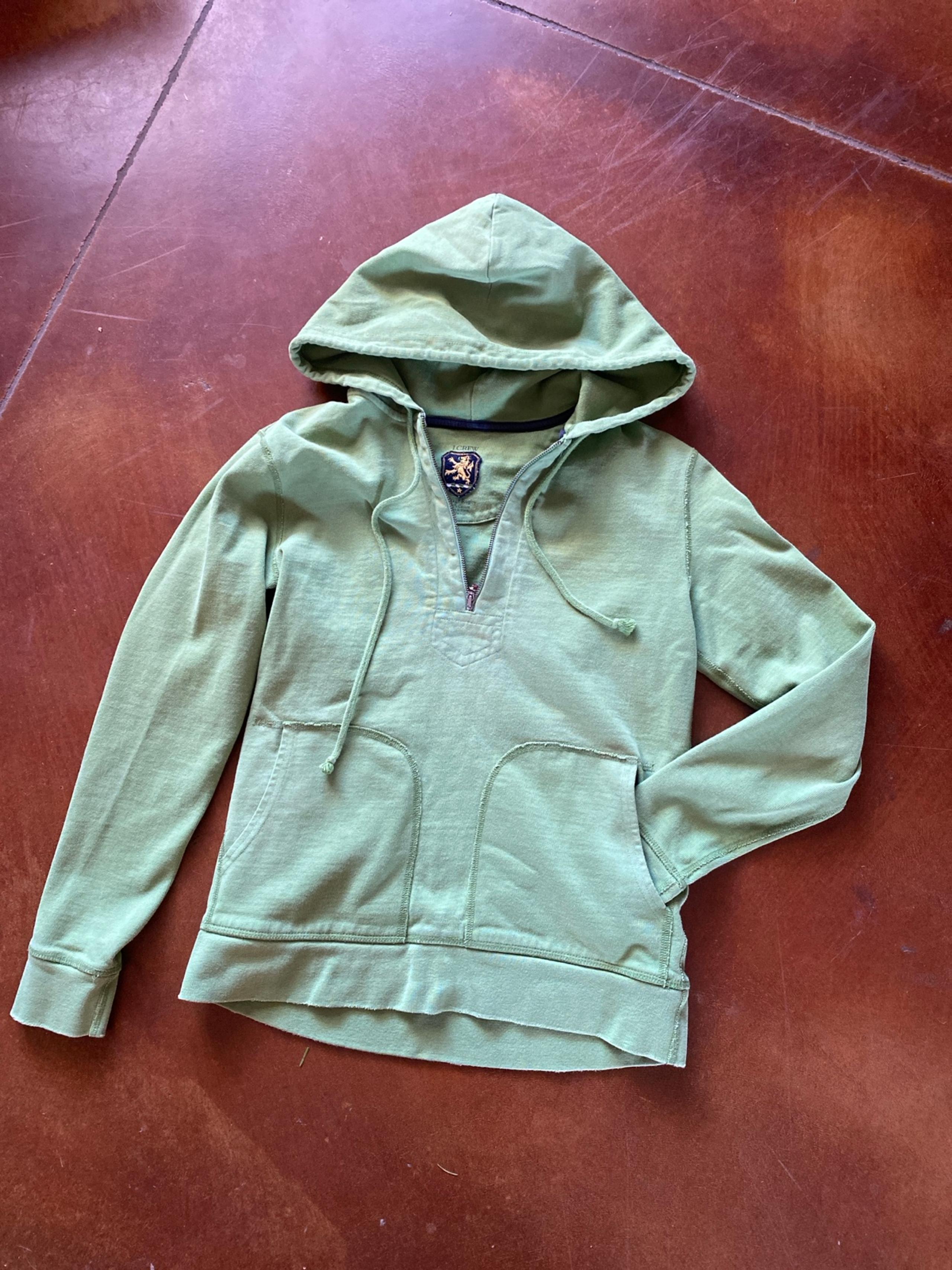 Jcrew green half zip hoodie vintage rugby xs