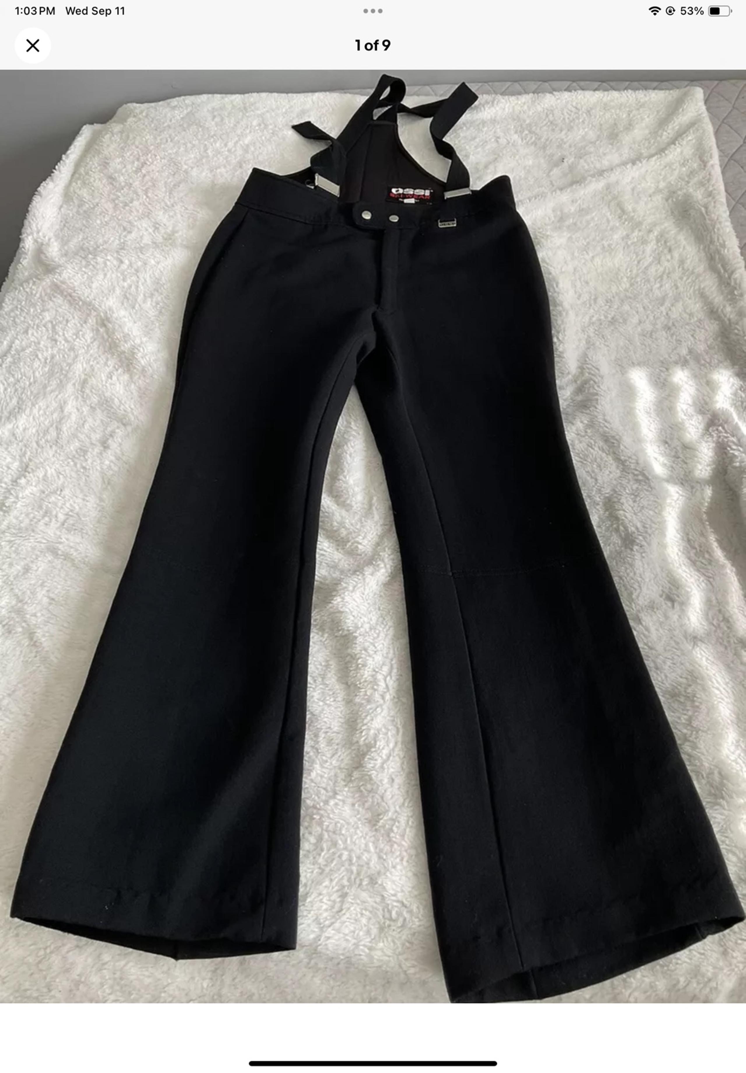 Ossi Mens Size 36L Skiwear Wool Blend Black Ski Pants/Bib/Overalls