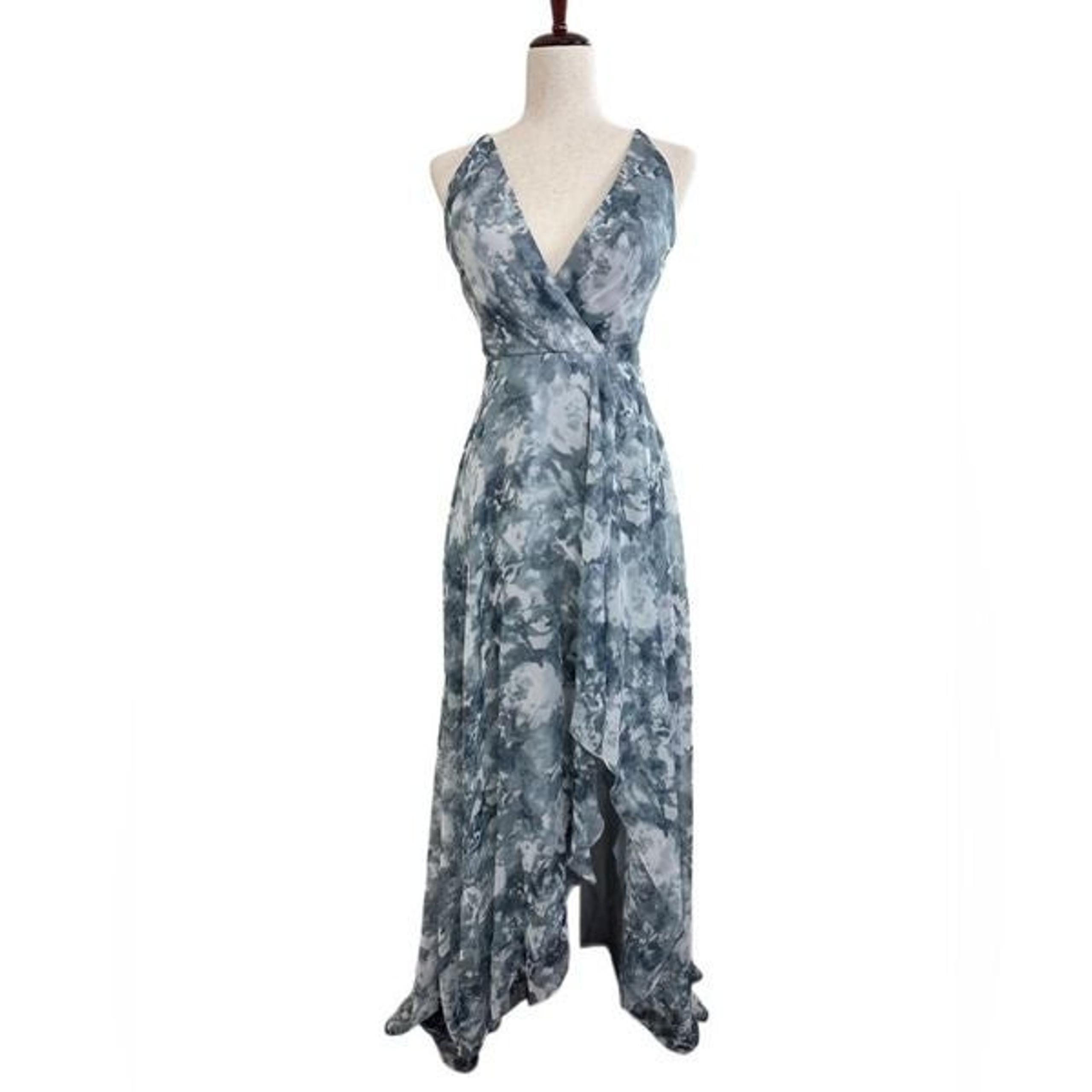 Custom Jenny Yoo Watercolor Garden Mist Gray High Low Formal Dress Women's 6