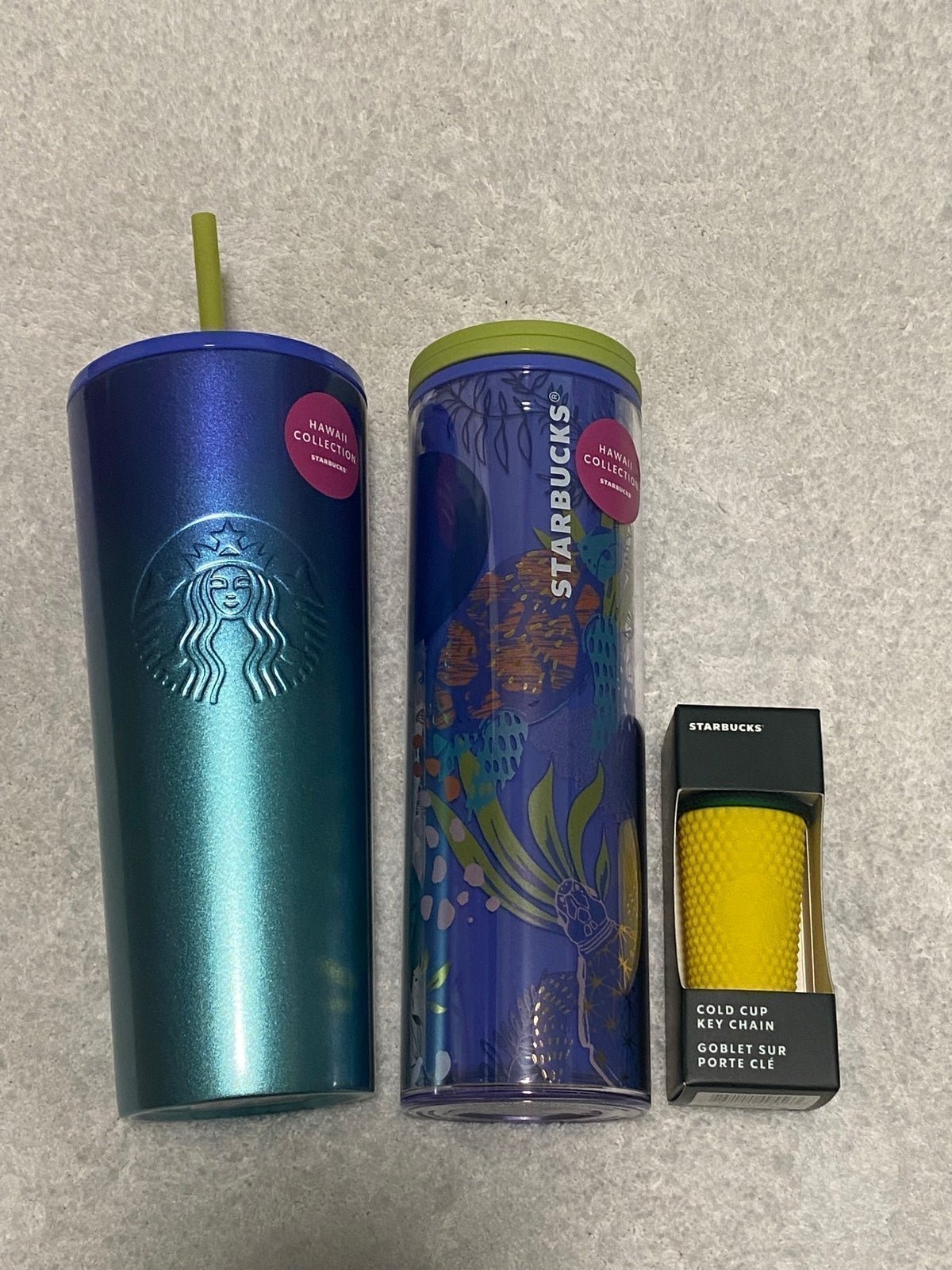Starbucks Hawaii turtle tumblers & pineapple studded keychain