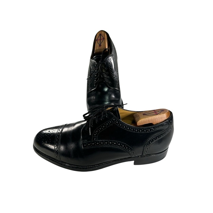 Bostonian Crown Windsor Vintage Size 10D Black Leather Mens Cap Toe Shoes