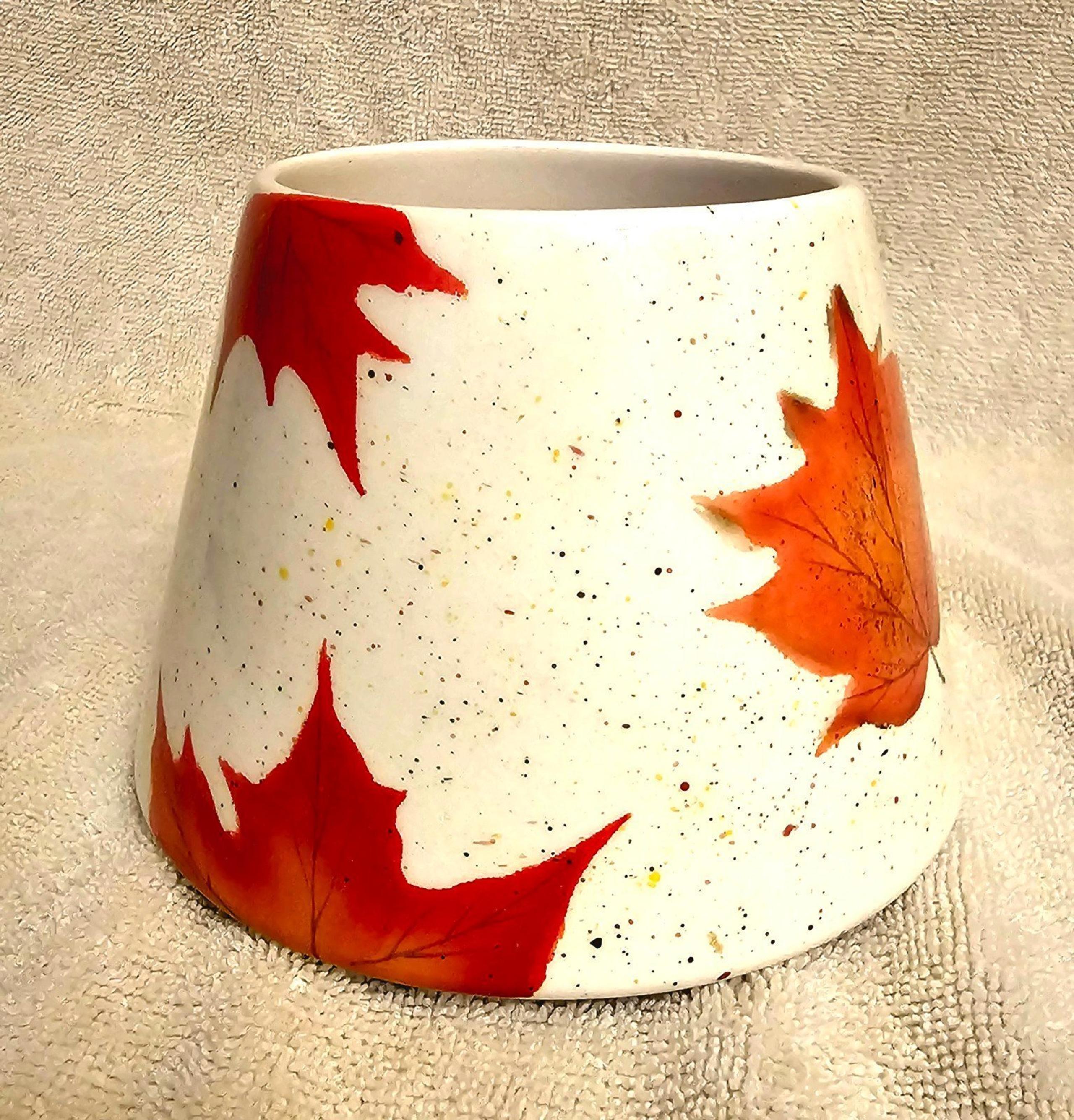Vintage Home Interiors Candle Topper Shade Ceramic Fall Autumn Leaves