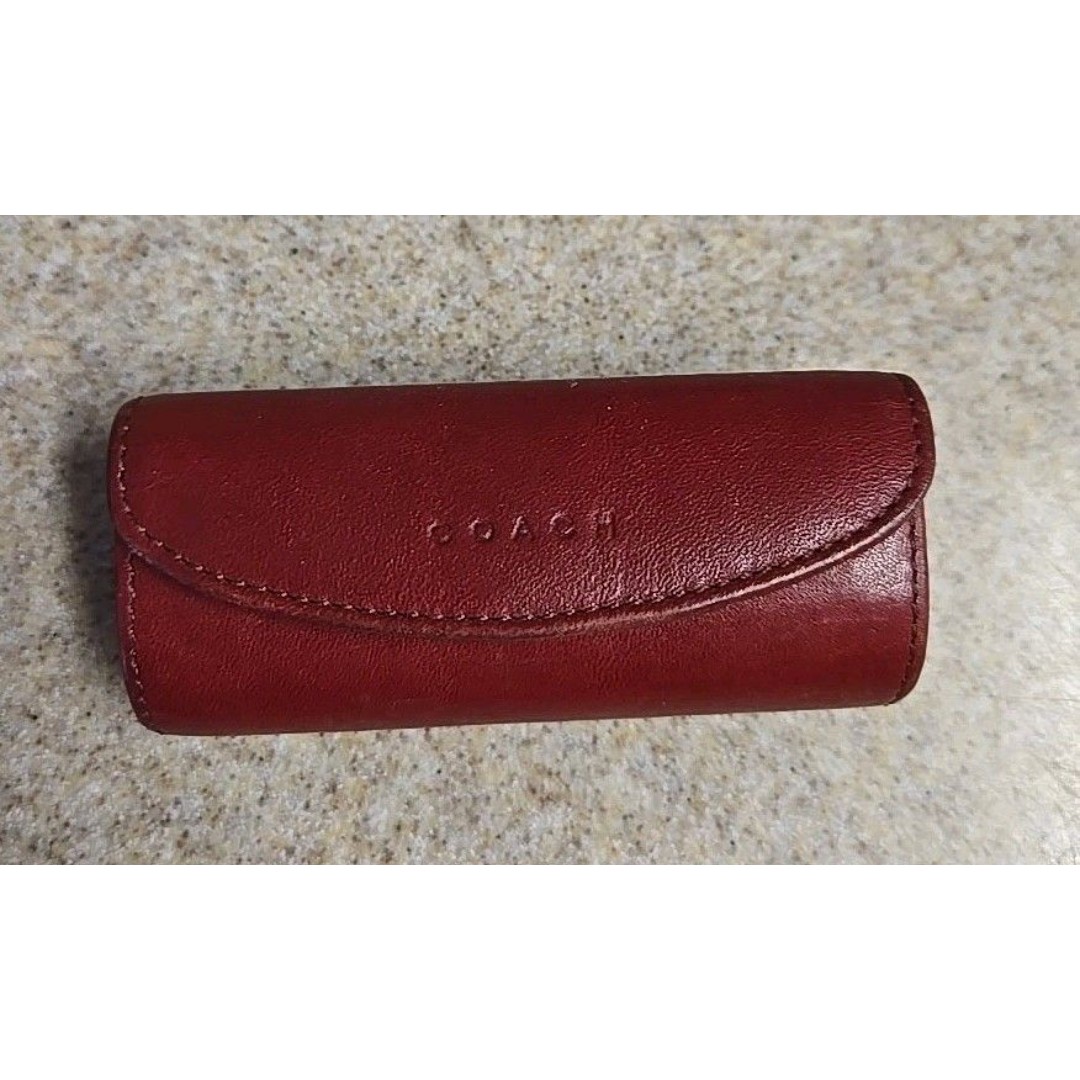 Coach Vintage Leather Lipstick Case in Red Burgundy With Mirror VERY RARE