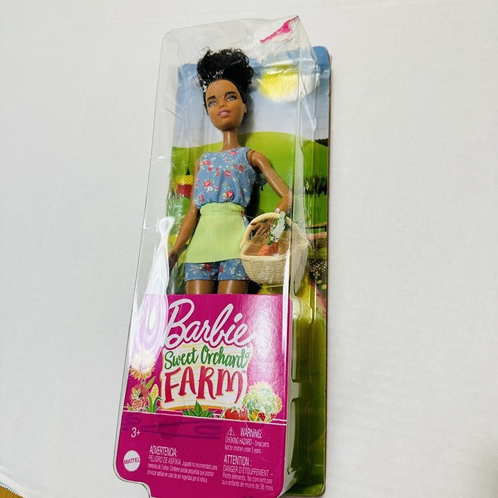 Barbie Sweet Orchard Farm African American Blue Romper Boots Basket Carrots