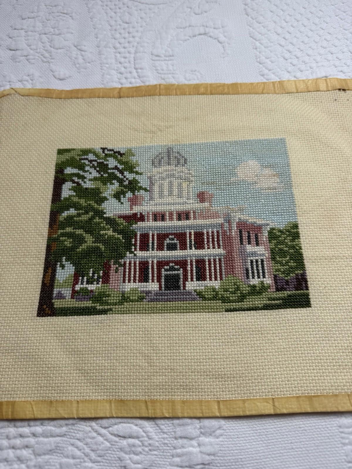 Unframed, handmade, vintage completed cross stitch of Longwood In Natchez, MS