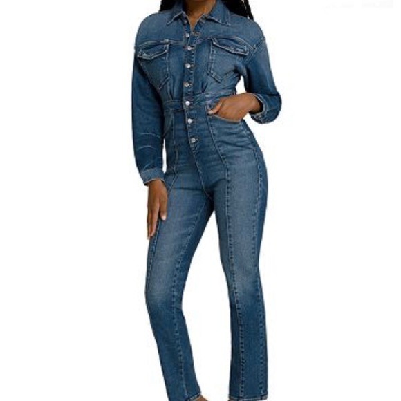 Plus Size Womens Good American Denim Jumpsuit in Blue190 size 5 2XL