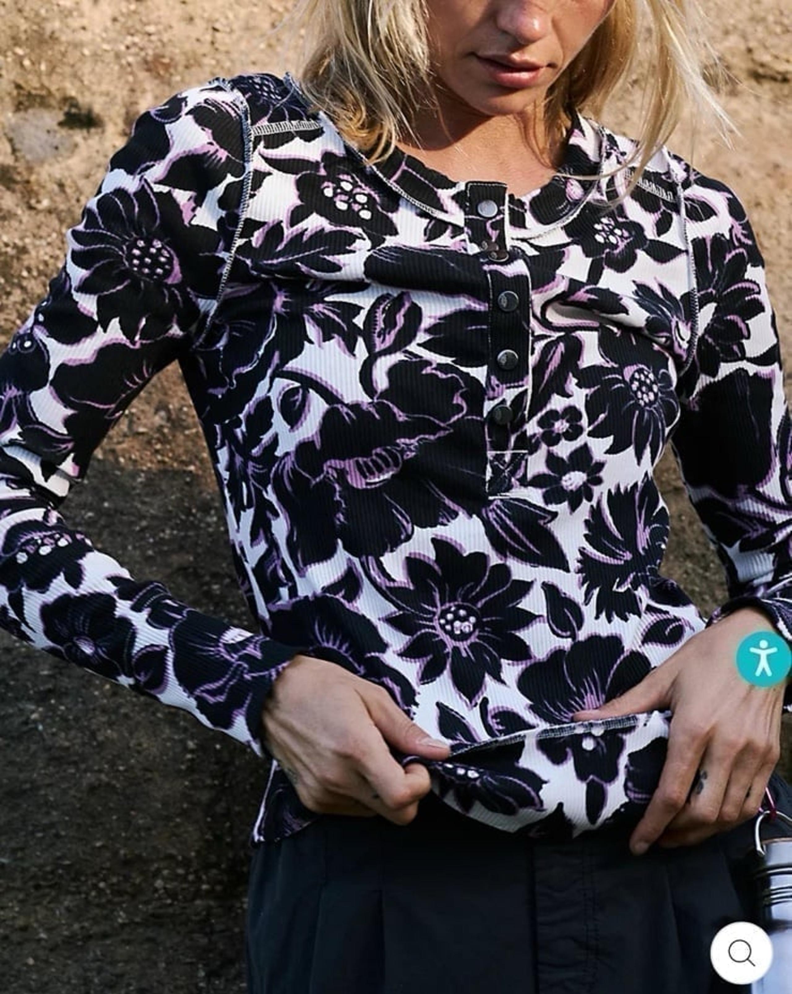 Free People Women's Rally Printed Long-Sleeve Knit Top Women’s SZ Small NWT