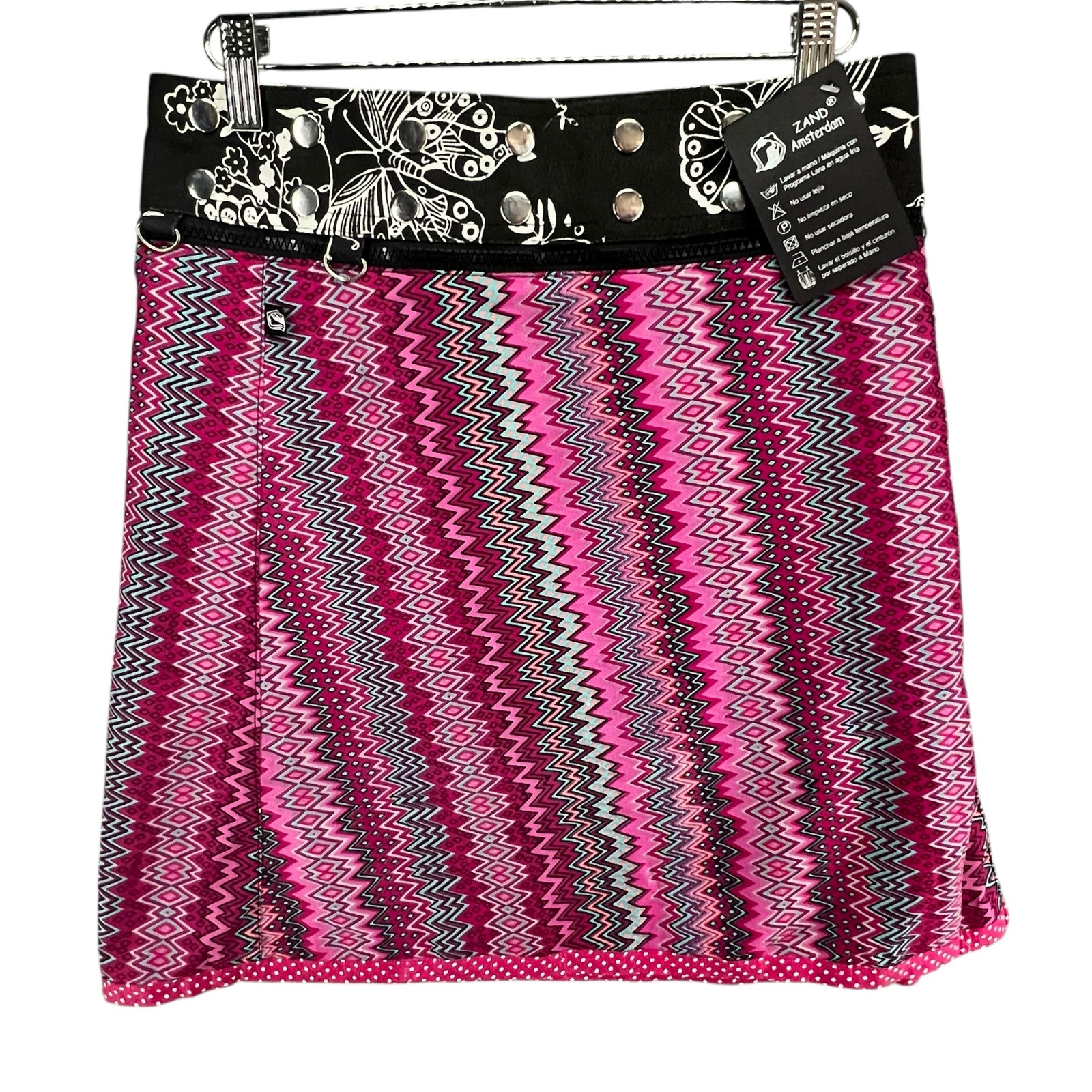 Zand Amsterdam Reversible Wrap Skirt Womens OS Geometric Snap Adjustable Edgy
