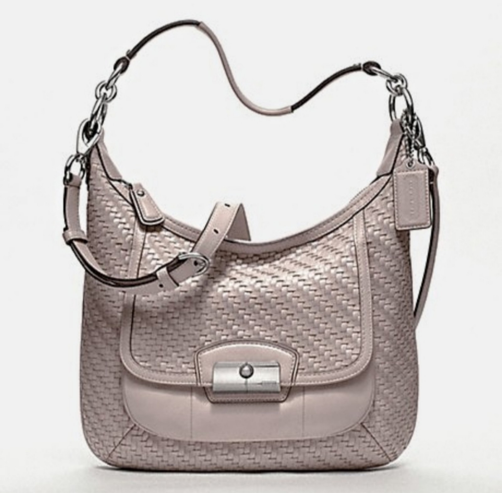 Coach Clay Gray Leather Kristin Woven Satchel Crossbody Shoulder Bag VERY RARE