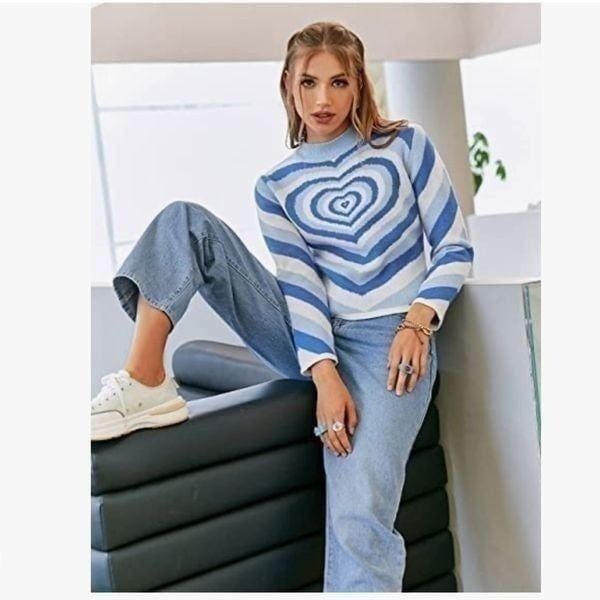NEW Blue Heart Pullover Sweater