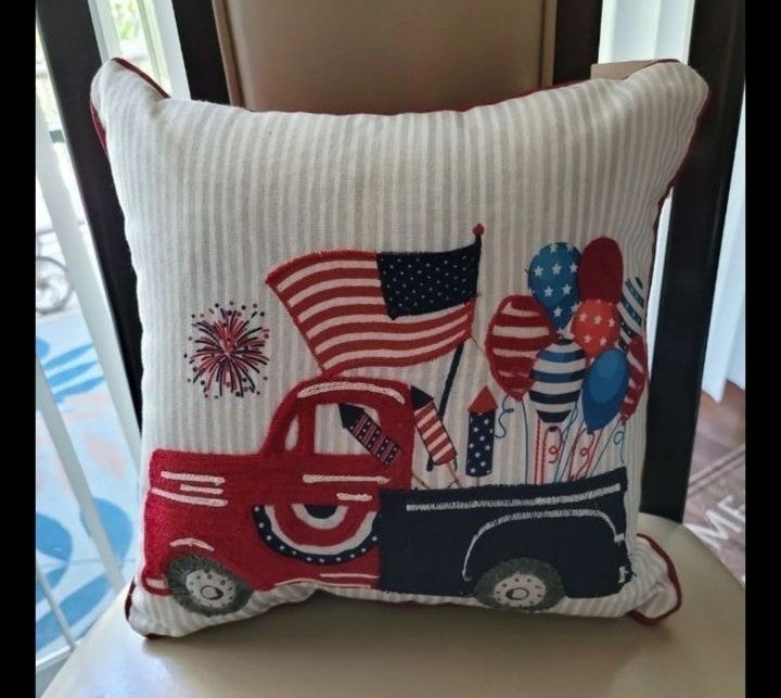 Patriotic Truck Throw Pillow