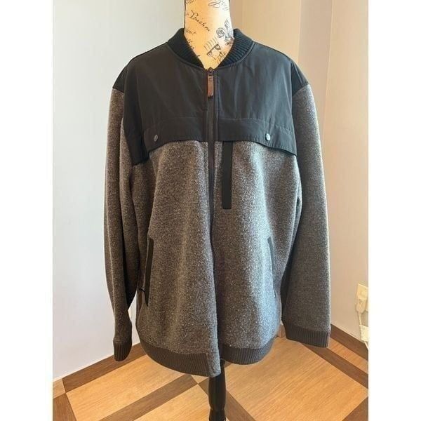 Woolrich Charcoal Heather Lined Full Zip Jacket Coat Heavy Weight Wool Blend 2XL