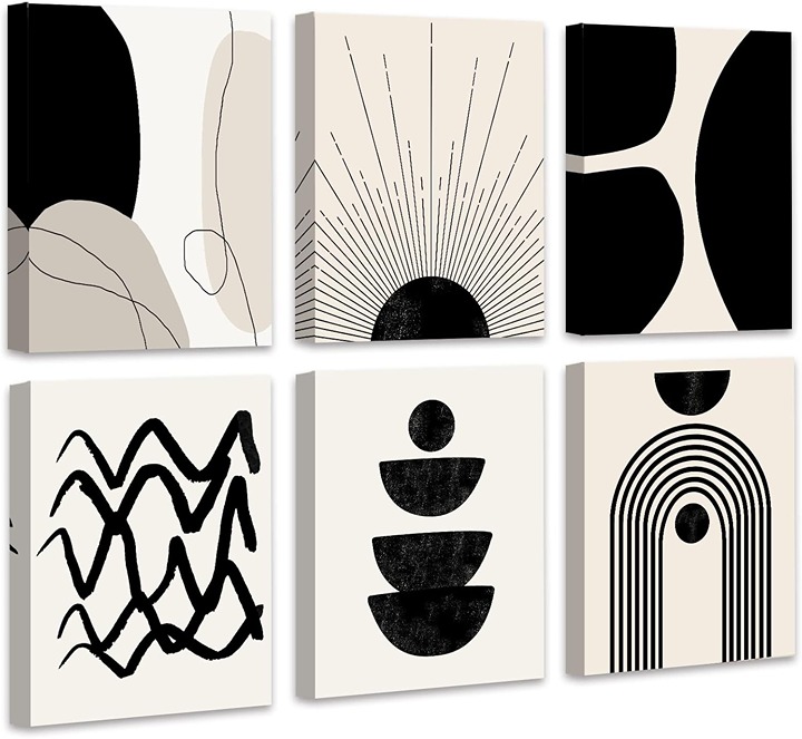 Drsoum Abstract Boho Wall Art Minimalist Geometric Framed Wall Decor