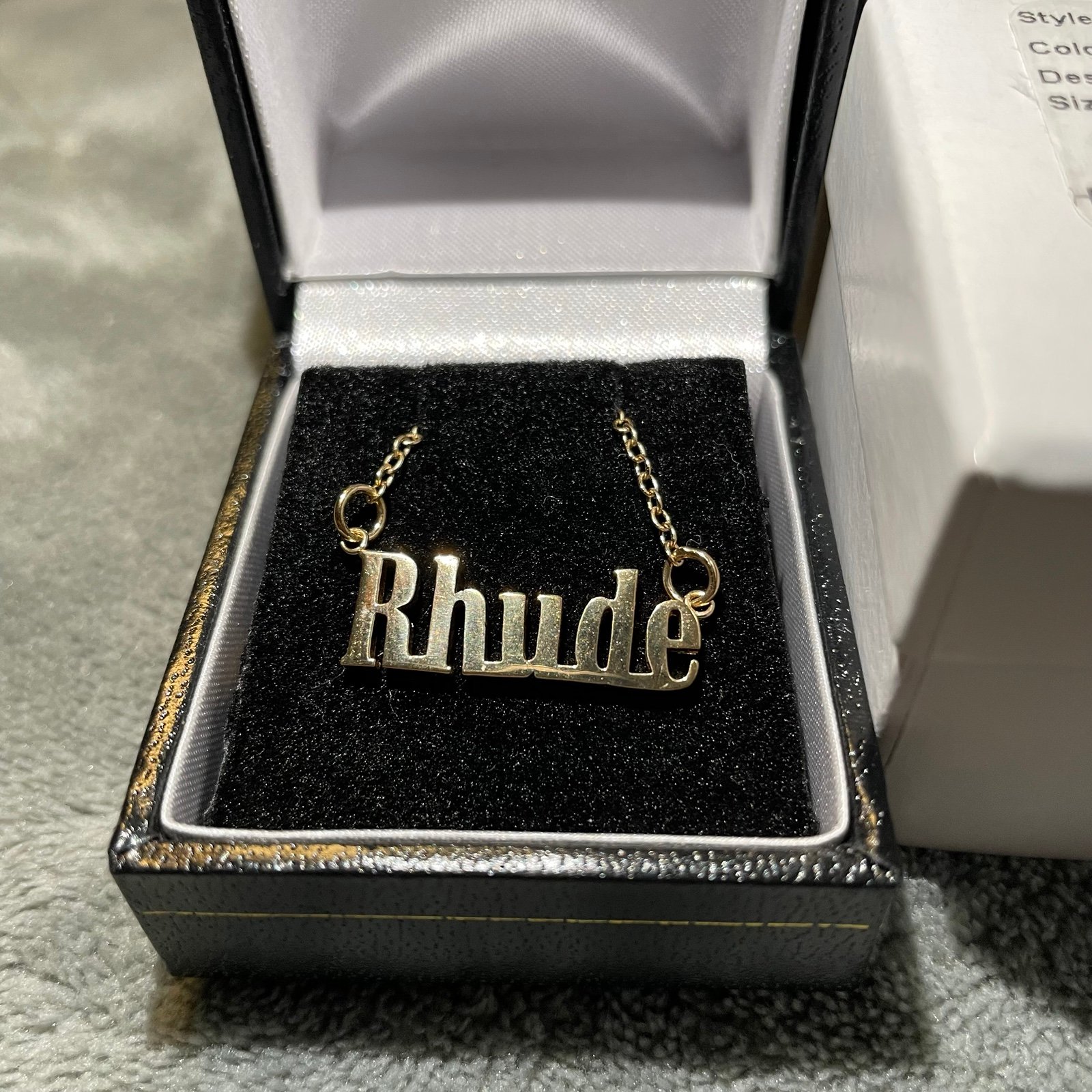 NEW Men’s Rhude Pendant Necklace (Gold Color) 16” Long
