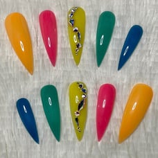 Neon Acrylic Curved Stiletto Press On Nails