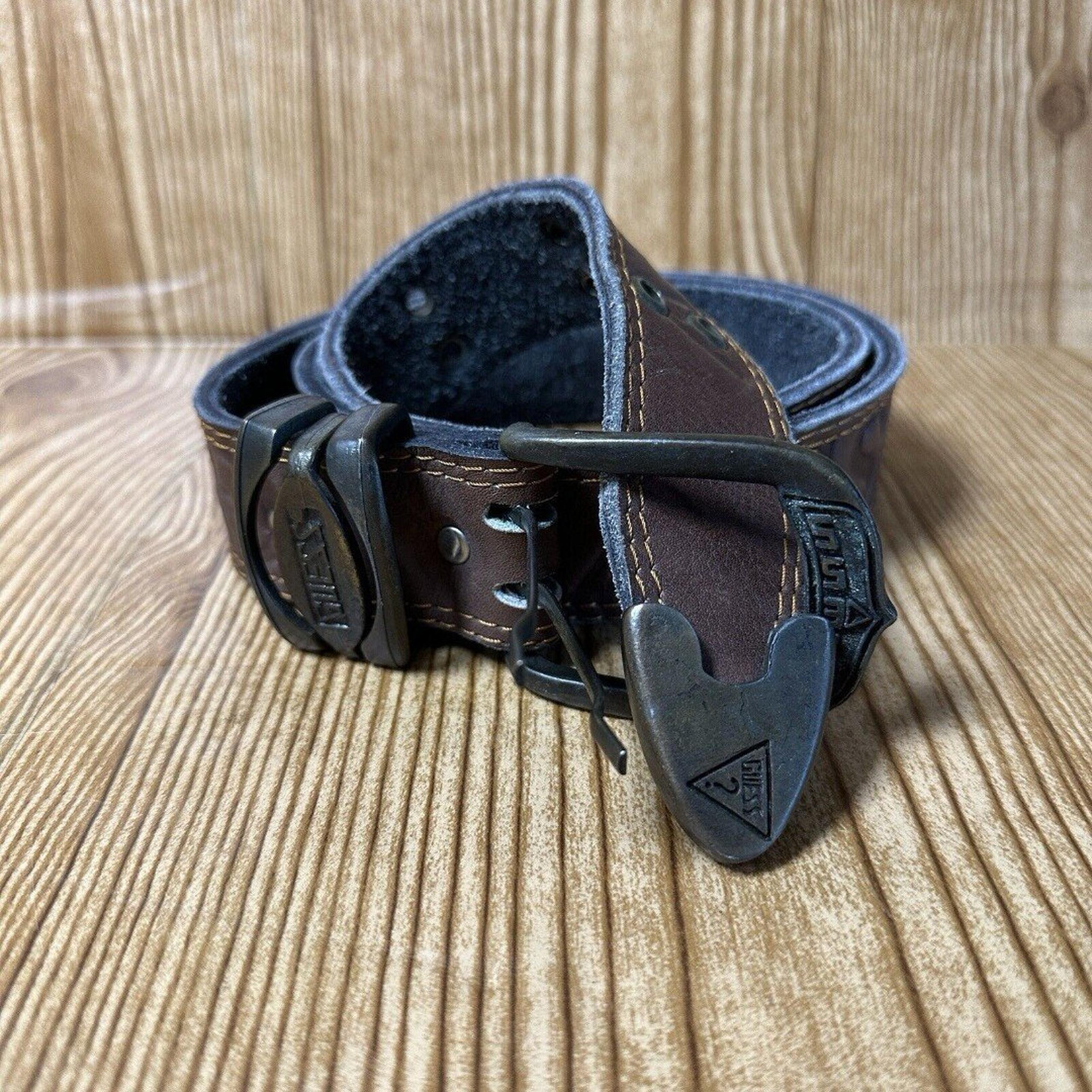 Vintage Guess Leather Belt Brown Mens 41” Length Southwestern Buckle