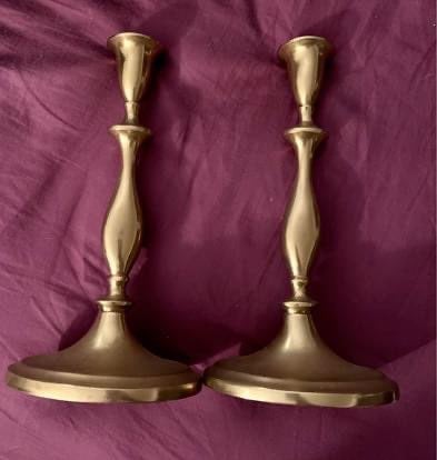 2 vintage brass candlestick holders