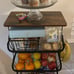 Fruit Basket with Wooden Lid for Kitchen, 4-Tier Stackable Wire Fruit Basket