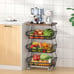 Fruit Basket with Wooden Lid for Kitchen, 4-Tier Stackable Wire Fruit Basket