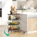 Fruit Basket with Wooden Lid for Kitchen, 4-Tier Stackable Wire Fruit Basket