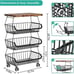 Fruit Basket with Wooden Lid for Kitchen, 4-Tier Stackable Wire Fruit Basket