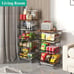 Fruit Basket with Wooden Lid for Kitchen, 4-Tier Stackable Wire Fruit Basket