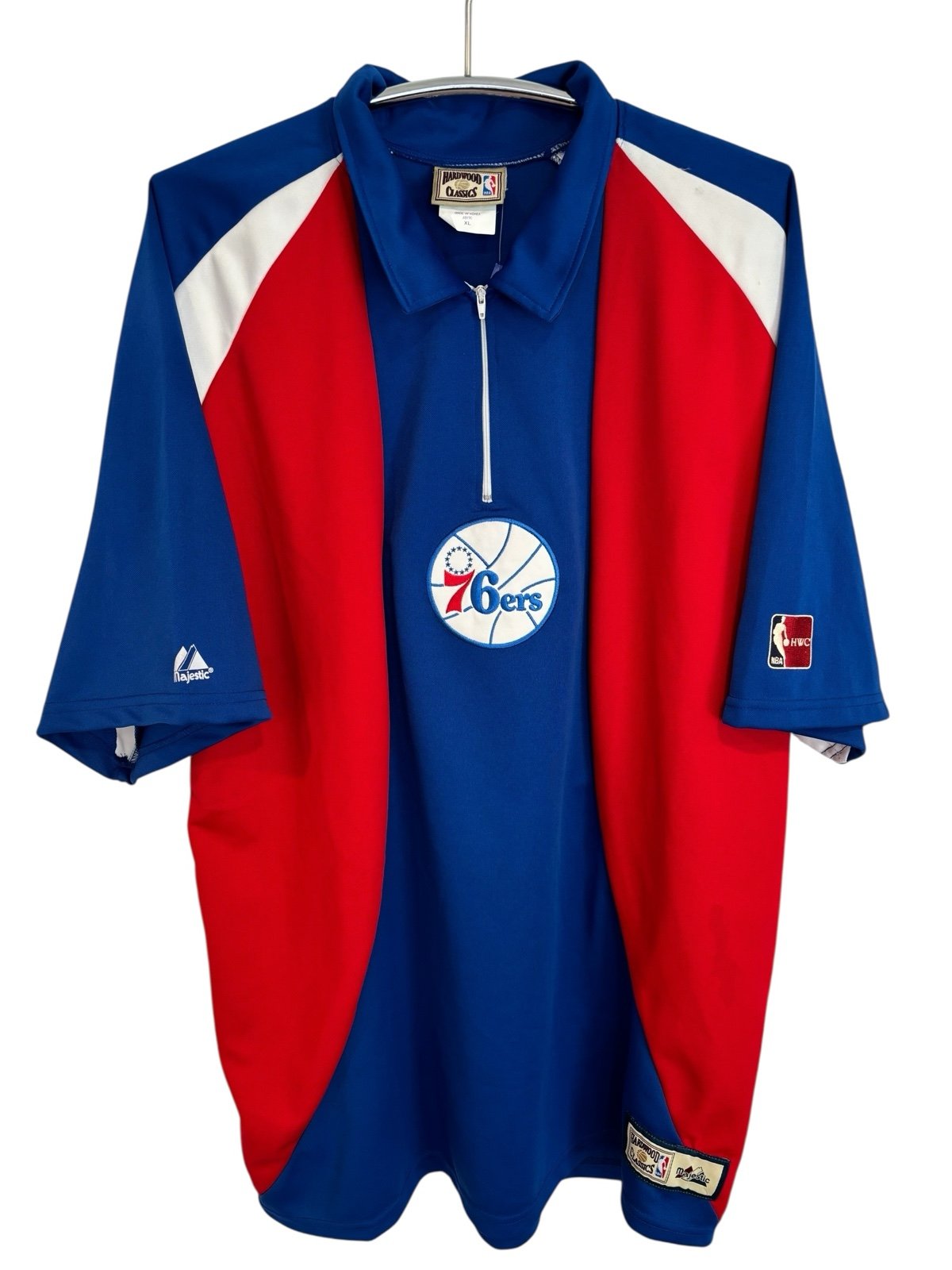 NWT Vintage 90s Philadelphia 76ers Blue and Red Polo Shirt Hardwood Classics XL