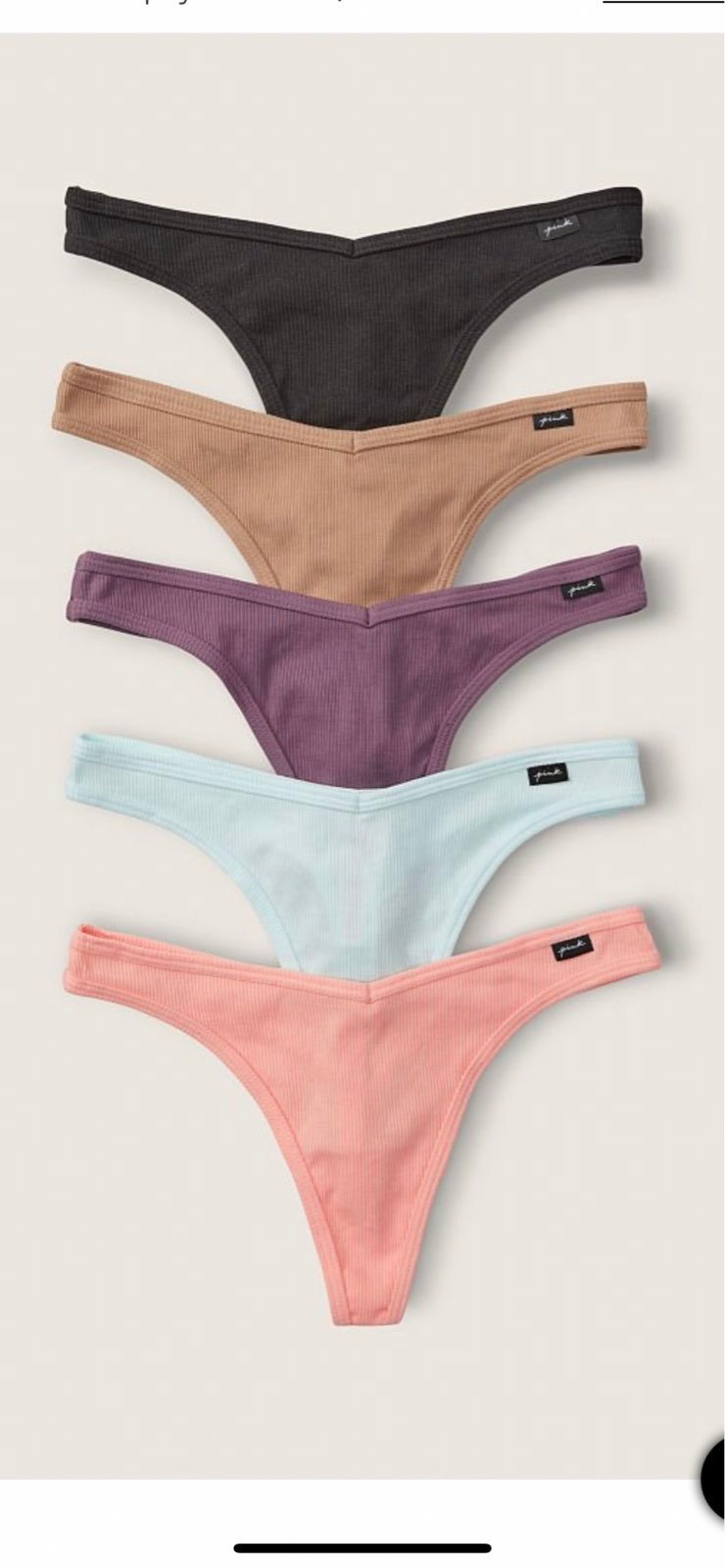PINK 5-PACK COTTON RIB THONGS